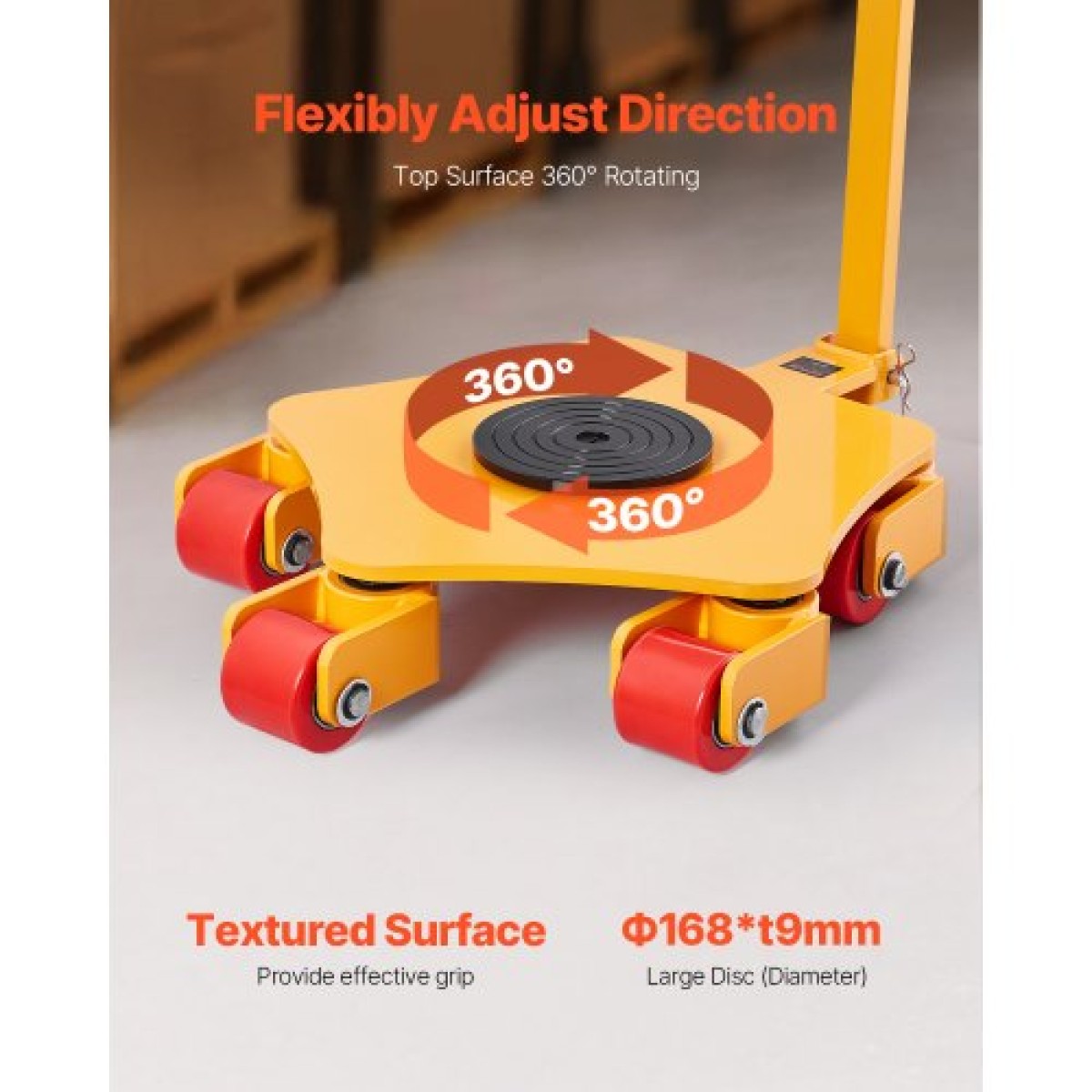 VEVOR Machine Skate, 8800 lbs Machinery Moving Skate, Machinery Mover Skate με περιστρεφόμενο καπάκι 360° και περιστρεφόμενους κυλίνδρους PU, Μετακίνηση βιομηχανικών μηχανημάτων βαρέως τύπου με λαβή για αποθήκη, εργαστήριο