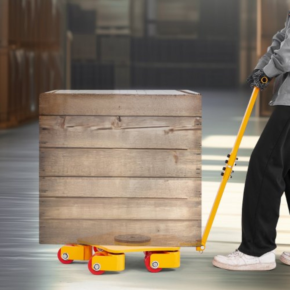 VEVOR Machine Skate, 8800 lbs Machinery Moving Skate, Machinery Mover Skate με περιστρεφόμενο καπάκι 360° και περιστρεφόμενους κυλίνδρους PU, Μετακίνηση βιομηχανικών μηχανημάτων βαρέως τύπου με λαβή για αποθήκη, εργαστήριο