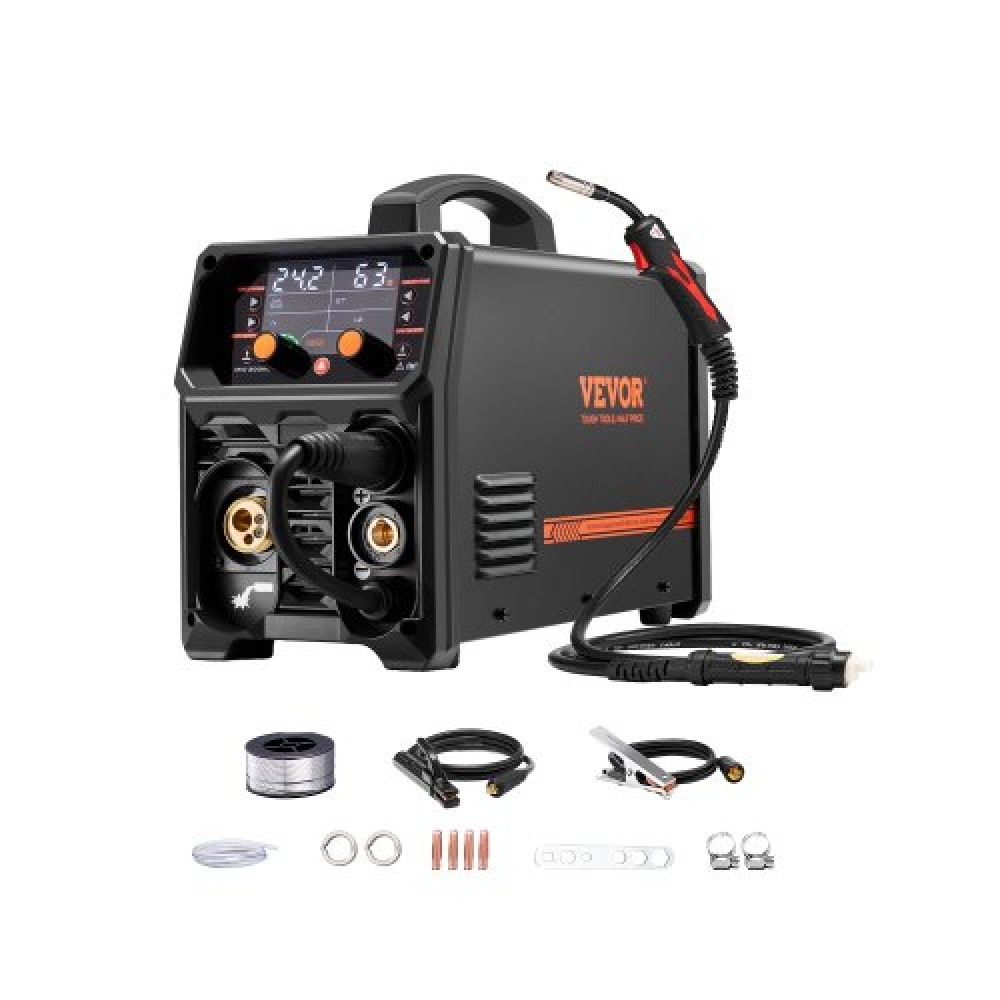 VEVOR Pro MIG Welder, 200Amp Pluse Mig Welding Machine, 5-in-1 Welder Machine MIG Pluse/Gas MIG/Flux Core MIG/Stick/Lift TIG με τεχνολογία IGBT Inverter και οθόνη LCD