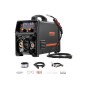 VEVOR Pro MIG Welder, 200Amp Pluse Mig Welding Machine, 5-in-1 Welder Machine MIG Pluse/Gas MIG/Flux Core MIG/Stick/Lift TIG με τεχνολογία IGBT Inverter και οθόνη LCD