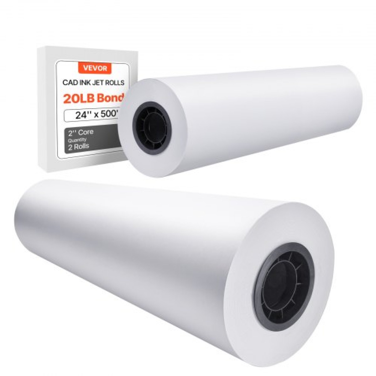 Χαρτί ευρείας μορφής VEVOR, 61 cm x 152,4 m Paper Plotter, 2 Rolls CAD Bond Rolls με 7,62 cm Core, 75 g/m² Rolls Bond Paper, Idea for CAD Drawings, Engineering Plans, GIS Maps & Architectural Designs