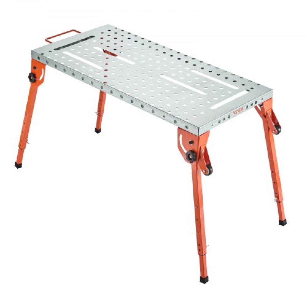 Πτυσσόμενο τραπέζι συγκόλλησης VEVOR 44" x 21", πάγκος εργασίας χωρητικότητας 500 LBS με ρυθμιζόμενο ύψος 4 επιπέδων, πάγκος εργασίας από ανθρακούχο χάλυβα με 6 υποδοχές εργαλείων & οπές στερέωσης 0,63" για επισκευή συναρμολόγησης συγκό