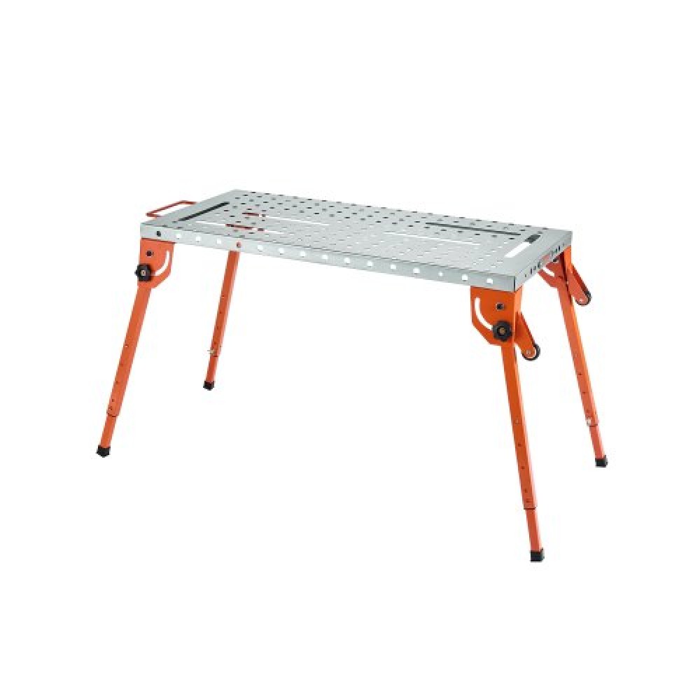 Πτυσσόμενο τραπέζι συγκόλλησης VEVOR 44" x 21", πάγκος εργασίας χωρητικότητας 500 LBS με ρυθμιζόμενο ύψος 4 επιπέδων, πάγκος εργασίας από ανθρακούχο χάλυβα με 6 υποδοχές εργαλείων & οπές στερέωσης 0,63" για επισκευή συναρμολόγησης συγκό