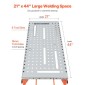 Πτυσσόμενο τραπέζι συγκόλλησης VEVOR 44" x 21", πάγκος εργασίας χωρητικότητας 500 LBS με ρυθμιζόμενο ύψος 4 επιπέδων, πάγκος εργασίας από ανθρακούχο χάλυβα με 6 υποδοχές εργαλείων & οπές στερέωσης 0,63" για επισκευή συναρμολόγησης συγκό
