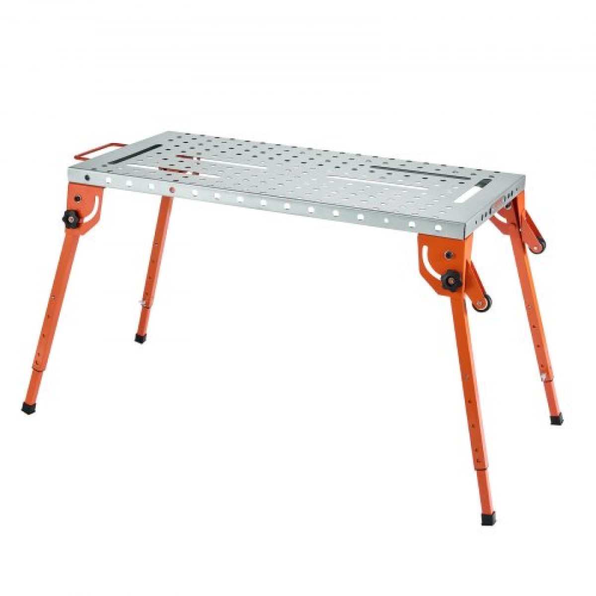 Πτυσσόμενο τραπέζι συγκόλλησης VEVOR 44" x 21", πάγκος εργασίας χωρητικότητας 500 LBS με ρυθμιζόμενο ύψος 4 επιπέδων, πάγκος εργασίας από ανθρακούχο χάλυβα με 6 υποδοχές εργαλείων & οπές στερέωσης 0,63" για επισκευή συναρμολόγησης συγκό