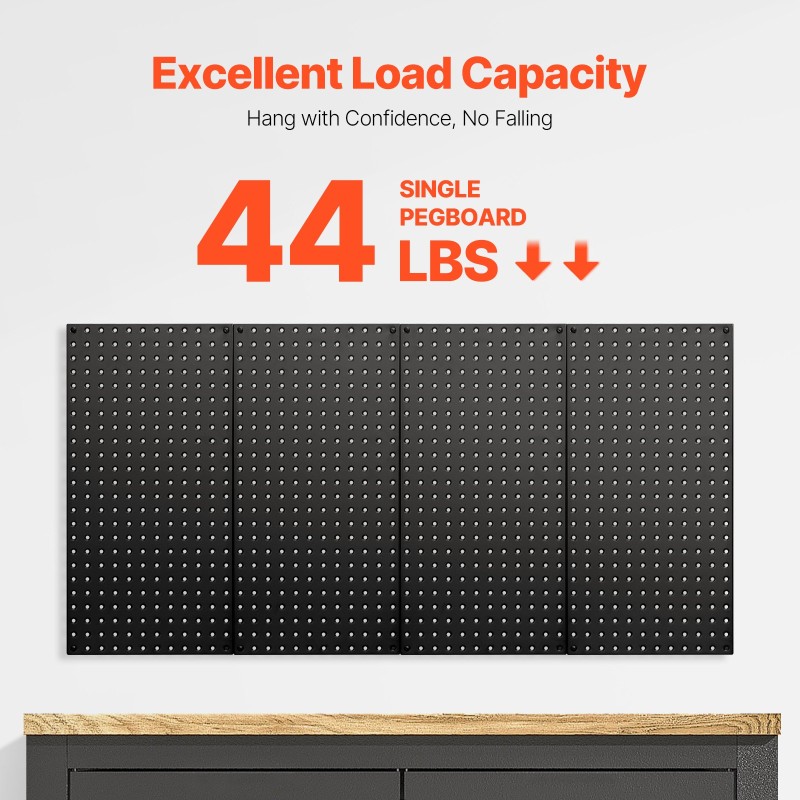Πάνελ VEVOR Metal Pegboard, 24" x 12" Pegboard, 4 πάνελ, Ατσάλινο μανταλάκι βαρέως τύπου Οργανωτής τοίχου, για Σαλόνι Γκαράζ Αποθήκευση εργαλείων Πάγκος εργασίας Οργάνωση γραφείου Craft Room Κουζίνα Σπίτι, Μαύρο