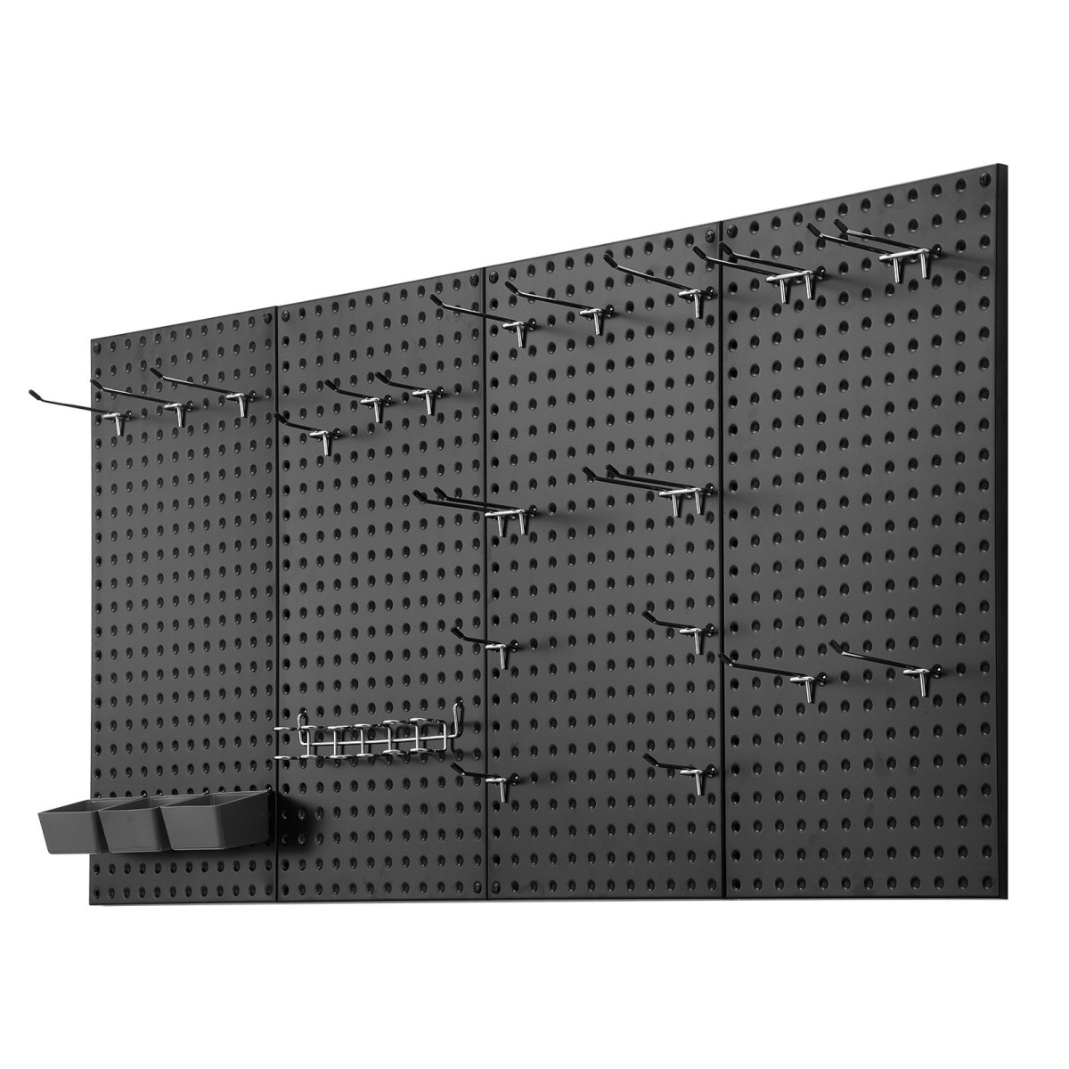 Πάνελ VEVOR Metal Pegboard, 24" x 12" Pegboard, 4 πάνελ, Ατσάλινο μανταλάκι βαρέως τύπου Οργανωτής τοίχου, για Σαλόνι Γκαράζ Αποθήκευση εργαλείων Πάγκος εργασίας Οργάνωση γραφείου Craft Room Κουζίνα Σπίτι, Μαύρο