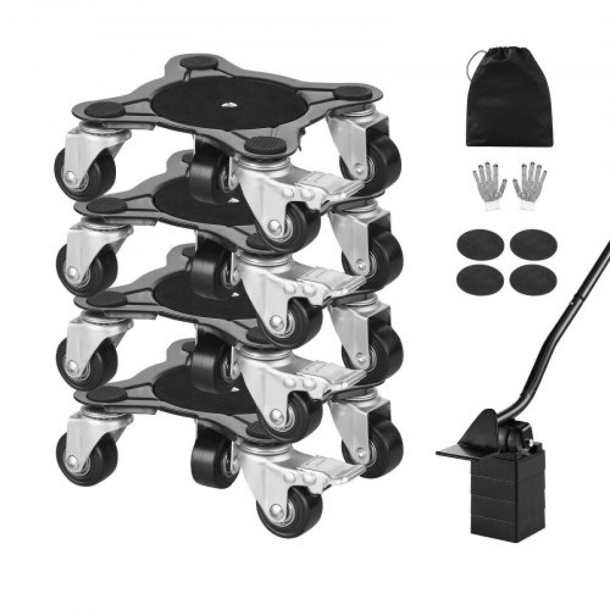 VEVOR Furniture Dolly, Μέγιστο Φορτίο 1200 lbs, Μετακινήσεις επίπλων βαρέως τύπου με 5 τροχούς περιστροφής 360°, πάνελ από ανθρακούχο χάλυβα, Σετ εργαλείων ανύψωσης επίπλων για συσκευές, Καναπές, Ψυγείο, Πλυντήριο ρούχων