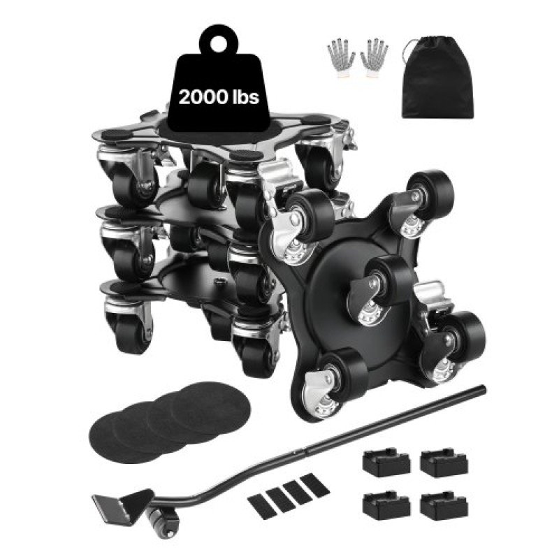 VEVOR Furniture Dolly, Μέγιστο Φορτίο 1200 lbs, Μετακινήσεις επίπλων βαρέως τύπου με 5 τροχούς περιστροφής 360°, πάνελ από ανθρακούχο χάλυβα, Σετ εργαλείων ανύψωσης επίπλων για συσκευές, Καναπές, Ψυγείο, Πλυντήριο ρούχων