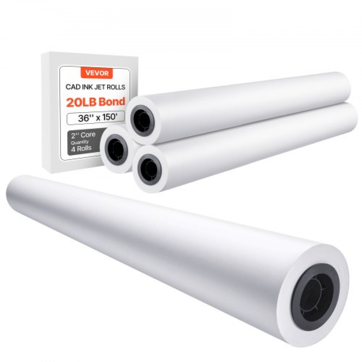 Χαρτί ευρείας μορφής VEVOR, 36 in x 150 ft Paper Plotter, 4 Rolls CAD Bond Rolls με 2 in Core, 20 LB Bond Rolls Paper, Idea for CAD Drawings, Engineering Plans, GIS Maps & Architectural Designs