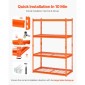 VEVOR Storage Shelves, 2400 lbs, 4 Tier Heavy Duty Garage Shelving, 20" D x 40" W x 60" H Ρυθμιζόμενα Μεταλλικά Ράφια για Βιομηχανικά Ράφια Βοηθητικό ράφι, για κουζίνα, αποθήκη, υπόγειο, πορτοκαλί