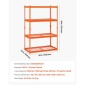 VEVOR Storage Shelves, 2400 lbs, 4 Tier Heavy Duty Garage Shelving, 20" D x 40" W x 60" H Ρυθμιζόμενα Μεταλλικά Ράφια για Βιομηχανικά Ράφια Βοηθητικό ράφι, για κουζίνα, αποθήκη, υπόγειο, πορτοκαλί