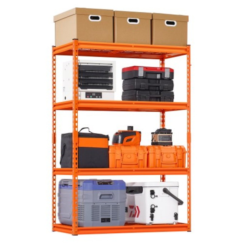VEVOR Storage Shelves, 2400 lbs, 4 Tier Heavy Duty Garage Shelving, 20" D x 40" W x 60" H Ρυθμιζόμενα Μεταλλικά Ράφια για Βιομηχανικά Ράφια Βοηθητικό ράφι, για κουζίνα, αποθήκη, υπόγειο, πορτοκαλί