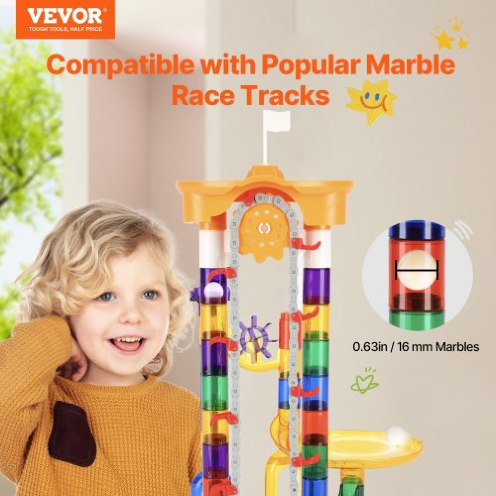 VEVOR Marble Run Set, 153 ΤΕΜ με Μηχανοκίνητο Ανελκυστήρα, με 30 Πλαστικά Μάρμαρα, Marble Maze Building Block Brain Game, Εκπαιδευτικά Παιχνίδια αγώνων δρόμου STEM, για παιδιά, αγόρια, κορίτσια Ηλικίες 3 + ετών