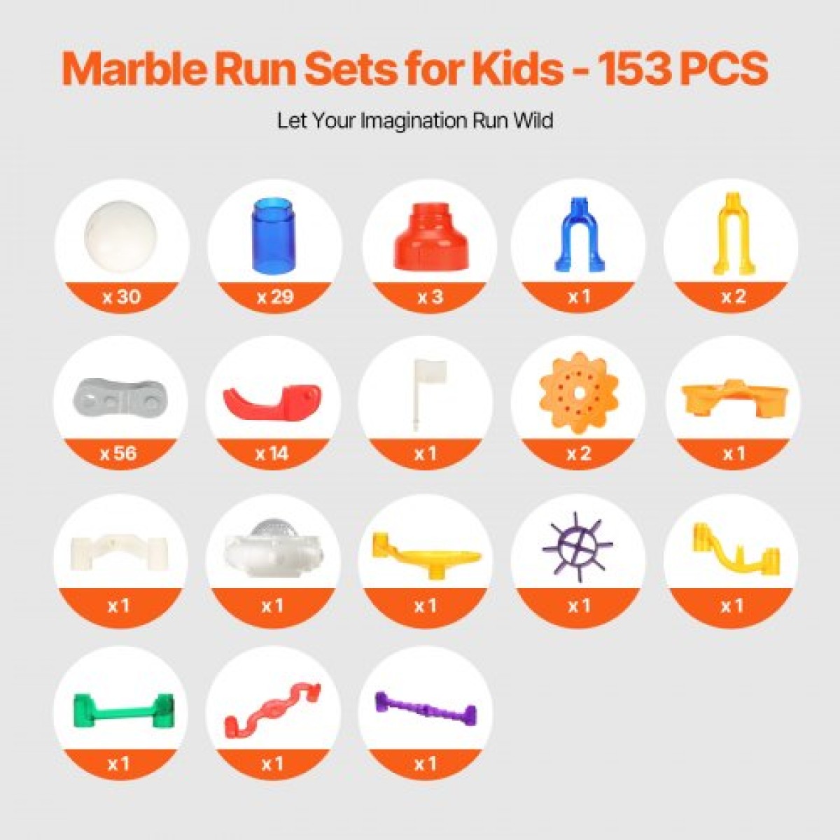 VEVOR Marble Run Set, 153 ΤΕΜ με Μηχανοκίνητο Ανελκυστήρα, με 30 Πλαστικά Μάρμαρα, Marble Maze Building Block Brain Game, Εκπαιδευτικά Παιχνίδια αγώνων δρόμου STEM, για παιδιά, αγόρια, κορίτσια Ηλικίες 3 + ετών