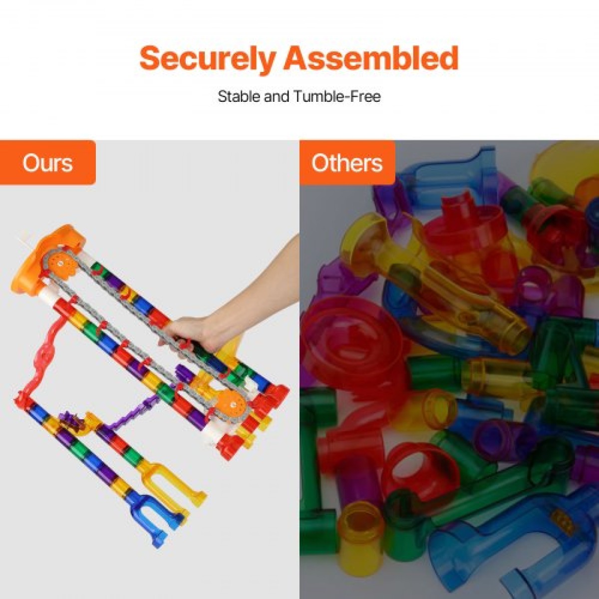 VEVOR Marble Run Set, 153 ΤΕΜ με Μηχανοκίνητο Ανελκυστήρα, με 30 Πλαστικά Μάρμαρα, Marble Maze Building Block Brain Game, Εκπαιδευτικά Παιχνίδια αγώνων δρόμου STEM, για παιδιά, αγόρια, κορίτσια Ηλικίες 3 + ετών
