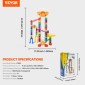 VEVOR Marble Run Set, 153 ΤΕΜ με Μηχανοκίνητο Ανελκυστήρα, με 30 Πλαστικά Μάρμαρα, Marble Maze Building Block Brain Game, Εκπαιδευτικά Παιχνίδια αγώνων δρόμου STEM, για παιδιά, αγόρια, κορίτσια Ηλικίες 3 + ετών