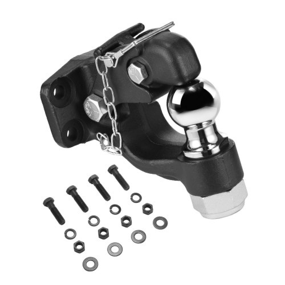 Γάντζος VEVOR Pintle, χωρητικότητα ρυμούλκησης 20000 λίβρες, Κοτσαδόροι ρυμουλκούμενου Συνδυασμός γάντζος δέκτη 2 ιντσών Μπάλα κοτσαδόρου, Ταιριάζει για δαχτυλίδι Lunette 2,5 έως 3 ιντσών με κιτ τοποθέτησης, ανθεκτικό στη φθορά, μαύρο παλτό σε σκόνη