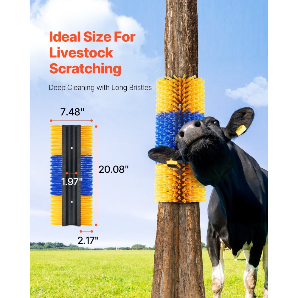 VEVOR Livestock Scratching Brush, 6 Pcs Horse Brush with 12 Screws, 20 x 7,5 in Cow Scratcher, for Back Itch Relief & Keep Cleaning, Grooming & Scratching Post Brush for άλογο, γουρούνι, βοοειδή