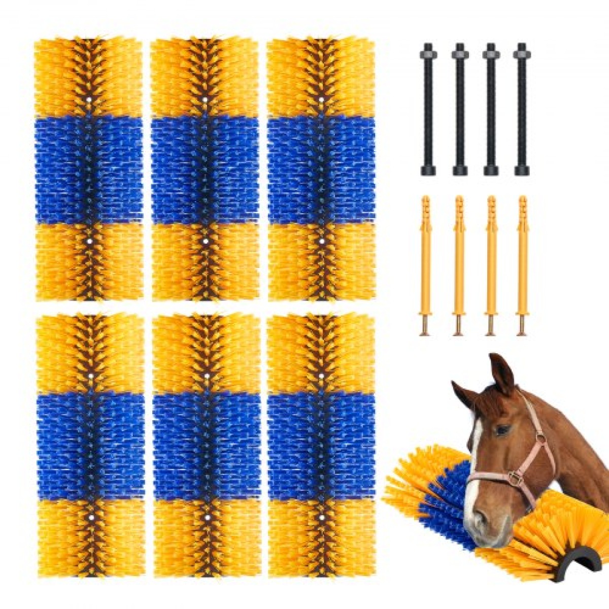 VEVOR Livestock Scratching Brush, 6 Pcs Horse Brush with 12 Screws, 20 x 7,5 in Cow Scratcher, for Back Itch Relief & Keep Cleaning, Grooming & Scratching Post Brush for άλογο, γουρούνι, βοοειδή