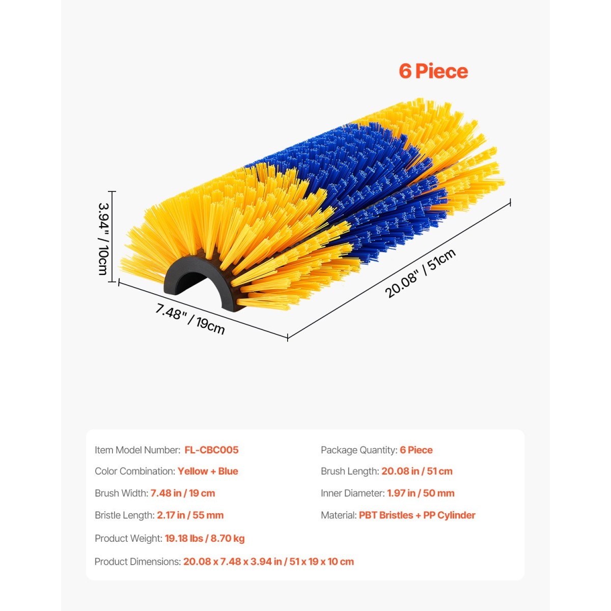 VEVOR Livestock Scratching Brush, 6 Pcs Horse Brush with 12 Screws, 20 x 7,5 in Cow Scratcher, for Back Itch Relief & Keep Cleaning, Grooming & Scratching Post Brush for άλογο, γουρούνι, βοοειδή