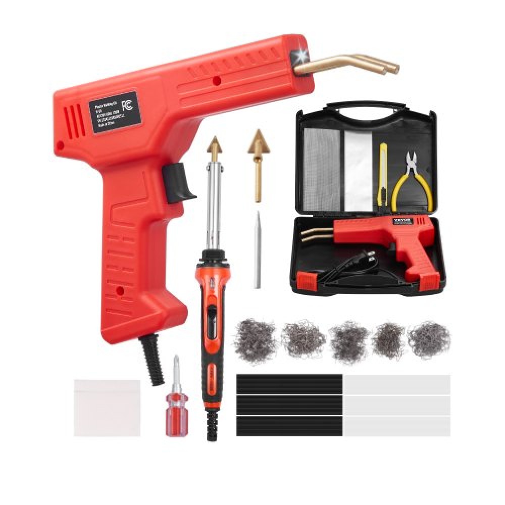 VEVOR Plastic Welder Kit Deluxe, Πλαστικό πιστόλι συγκόλλησης 100W + Συγκολλητικό σίδερο 60 W/100W, Επαγγελματικό εργαλείο συγκόλλησης πλαστικών επισκευών με 1000 τεμ.