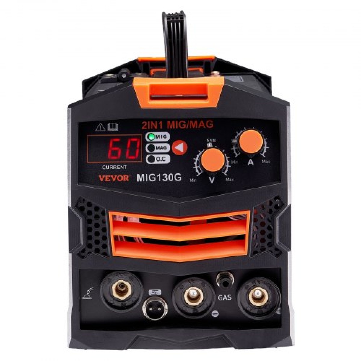 VEVOR MIG Welder, 130A Synergic Mig Welding Machine, 2-in-1 Gas MIG/Gasless Flux Core MIG Welder Multi-Process, Portable Mig Welder with IGBT Inverter Technology & Digital Display Screen