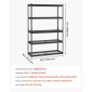 VEVOR Storage Shelves, 2500 lbs, 5 Tier Heavy Duty Garage Shelving, 18" D x 48" W x 72" H Ρυθμιζόμενα μεταλλικά ράφια για βιομηχανική μονάδα ράφια Βοηθητικό ράφι, για κουζίνα, αποθήκη, υπόγειο, μαύρο
