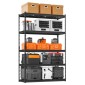 VEVOR Storage Shelves, 2500 lbs, 5 Tier Heavy Duty Garage Shelving, 18" D x 48" W x 72" H Ρυθμιζόμενα μεταλλικά ράφια για βιομηχανική μονάδα ράφια Βοηθητικό ράφι, για κουζίνα, αποθήκη, υπόγειο, μαύρο