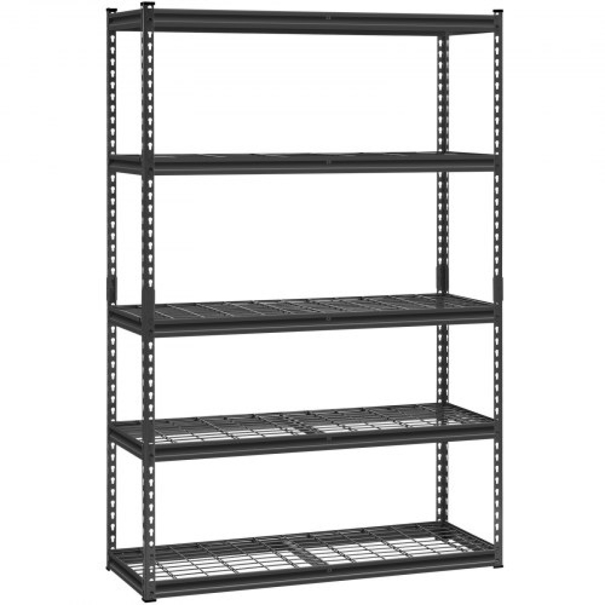 VEVOR Storage Shelves, 2500 lbs, 5 Tier Heavy Duty Garage Shelving, 18" D x 48" W x 72" H Ρυθμιζόμενα μεταλλικά ράφια για βιομηχανική μονάδα ράφια Βοηθητικό ράφι, για κουζίνα, αποθήκη, υπόγειο, μαύρο