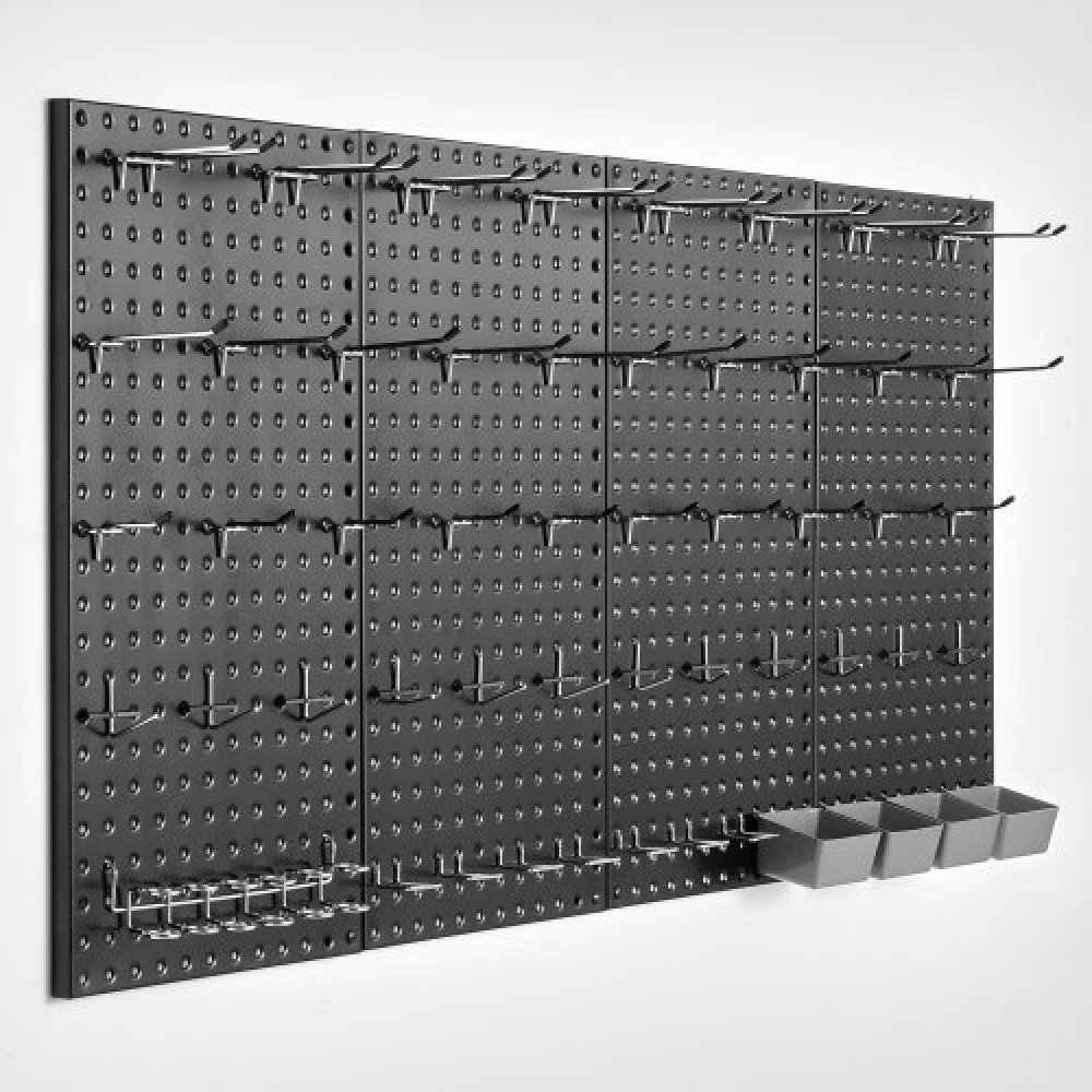 Πάνελ VEVOR Metal Pegboard, 24" x 12" Pegboard, 4 πάνελ, βαρέως τύπου Peg Board Organizer τοίχου με αξεσουάρ, για το σαλόνι Γκαράζ Αποθήκευση εργαλείων Οργάνωση γραφείου Craft Room Κουζίνα Σπίτι, Μαύρο
