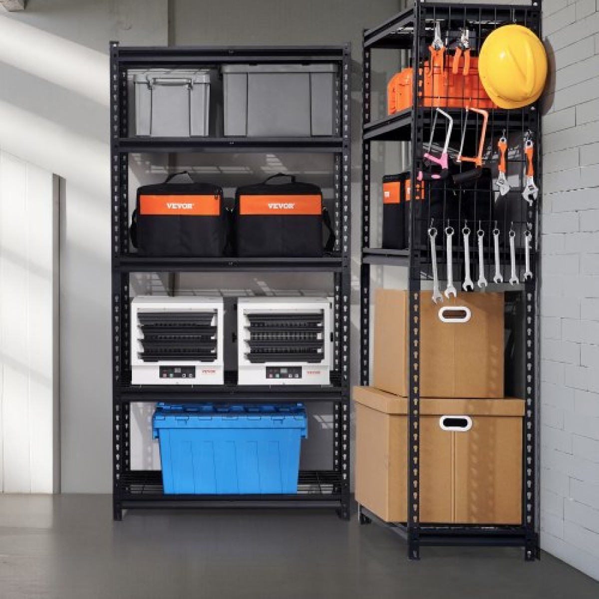 VEVOR Storage Shelves, 2000 lbs, 5 Tier Heavy Duty Garage Shelving, 16" D x 36" W x 72" H Ρυθμιζόμενα Μεταλλικά Ράφια για Βιομηχανικά Ράφια Βοηθητικό ράφι, για κουζίνα, αποθήκη, υπόγειο, μαύρο