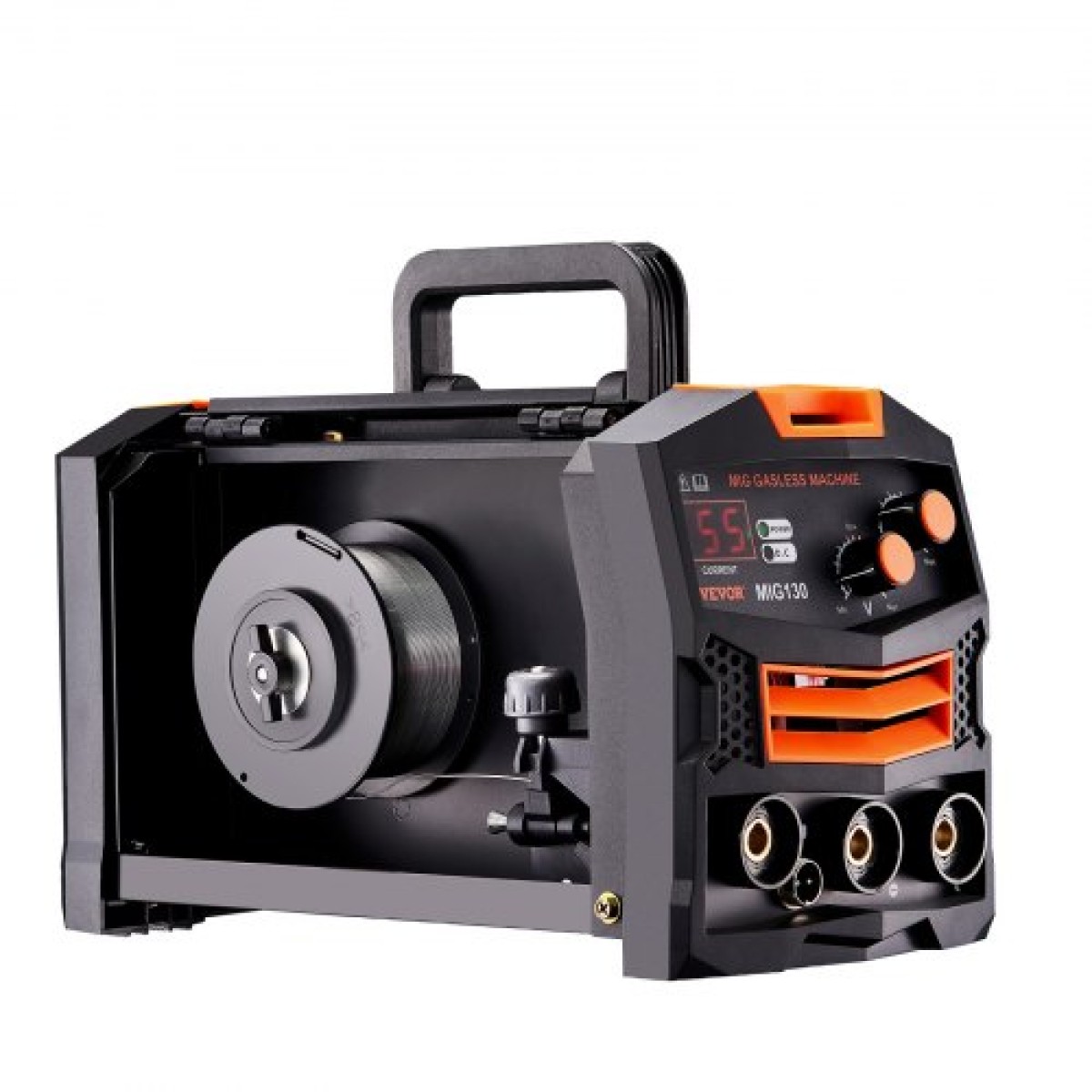 Συγκολλητής VEVOR MIG, Μηχανή συγκόλλησης Mig 130Amp Synergic, Μηχανή συγκόλλησης χωρίς ροή αερίου, φορητή συσκευή συγκόλλησης Mig με τεχνολογία IGBT Inverter και οθόνη ψηφιακής οθόνης