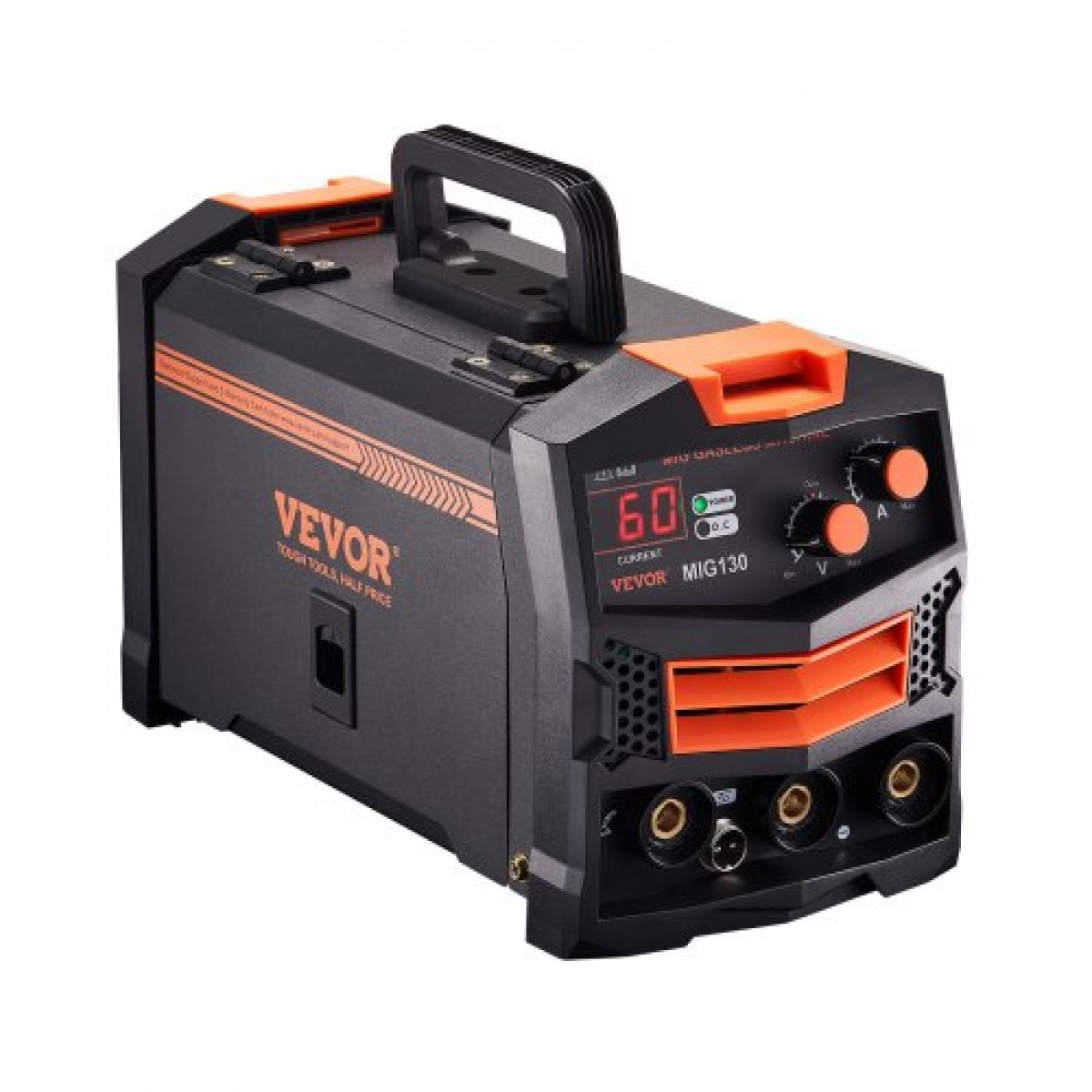 Συγκολλητής VEVOR MIG, Μηχανή συγκόλλησης Mig 130Amp Synergic, Μηχανή συγκόλλησης χωρίς ροή αερίου, φορητή συσκευή συγκόλλησης Mig με τεχνολογία IGBT Inverter και οθόνη ψηφιακής οθόνης