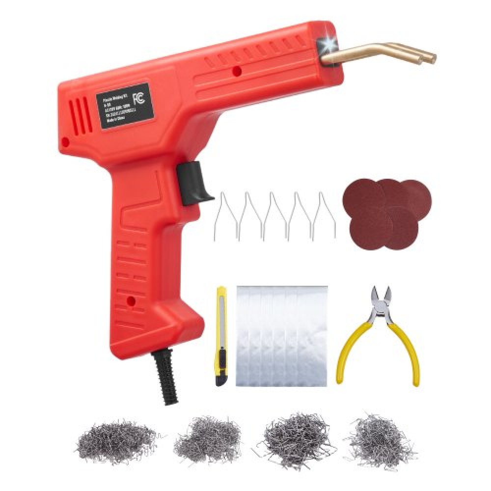 VEVOR Plastic Welder, Πλαστικό πιστόλι συγκόλλησης 100W με 800PCS Hot Staples, Professional Hot Staple Welding Gun, Πλαστικό κιτ επισκευής προφυλακτήρα αυτοκινήτου με φως LED για καγιάκ, παιχνίδια, επισκευή πλαστικών ρωγμών