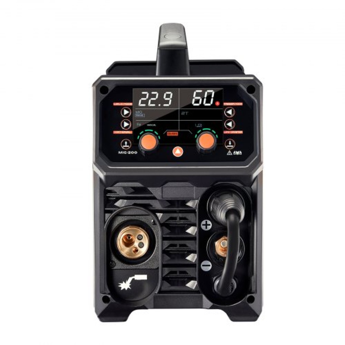 VEVOR MIG Welder, 200A Synergic Mig Welding Machine, 4-in-1 Gas MIG/Flux Core MIG/Stick/Lift TIG Multi-Process Welder Technology with IGBT Inverter Technology and LCD Screen Display
