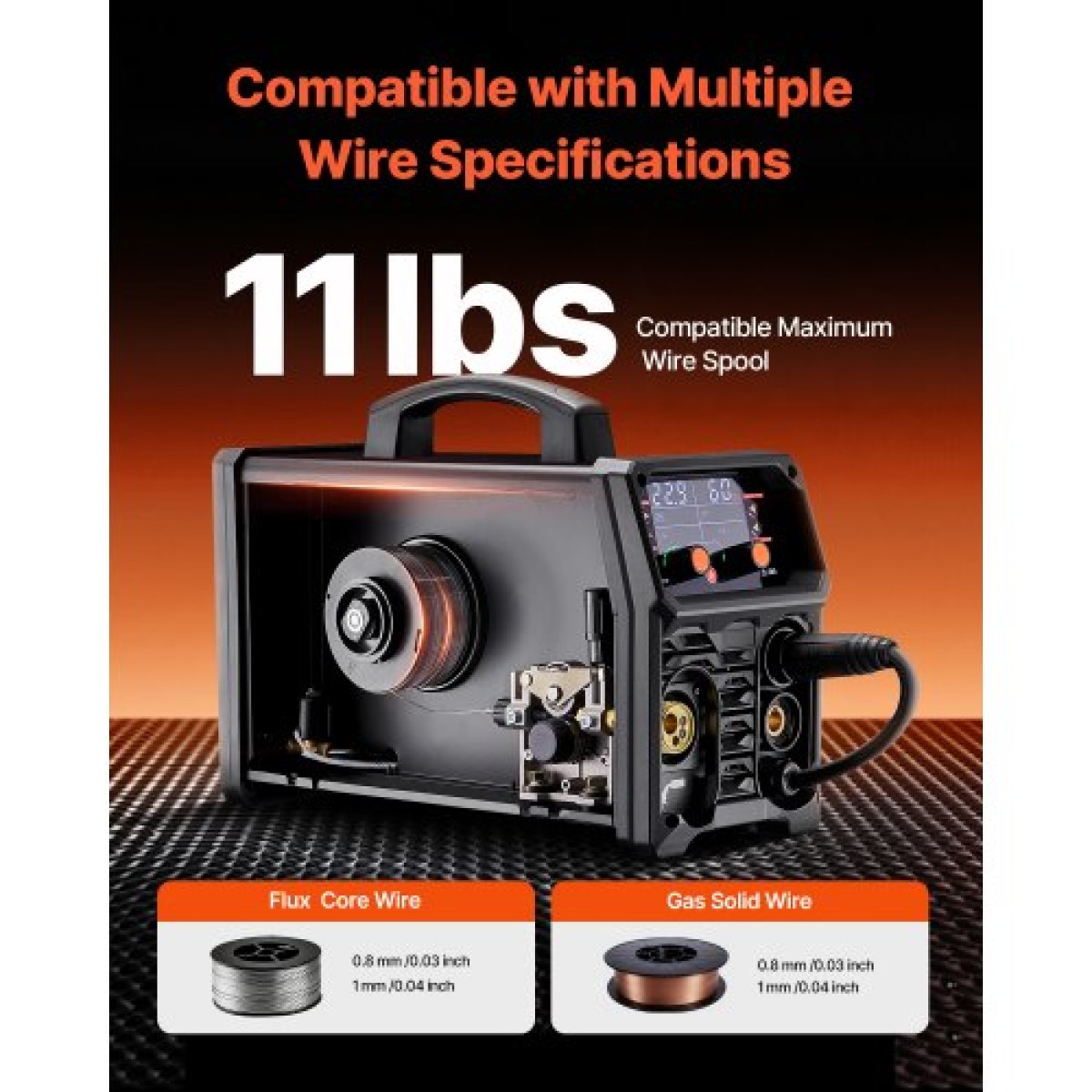 VEVOR MIG Welder, 200A Synergic Mig Welding Machine, 4-in-1 Gas MIG/Flux Core MIG/Stick/Lift TIG Multi-Process Welder Technology with IGBT Inverter Technology and LCD Screen Display