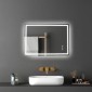 Καθρέφτης μπάνιου VEVOR LED, 70 x 100 cm Καθρέφτης μπάνιου LED με μπροστινό φωτισμό και οπίσθιο φωτισμό, καθρέφτης μνήμης κατά της ομίχλης με φώτα, Stepless 3 χρώματα Καθρέφτης μπάνιου με δυνατότητα ρύθμισης θερμοκρασίας, επιτοίχιος