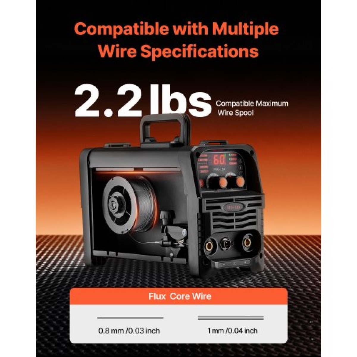 VEVOR MIG Welder, 130Amp Synergic Mig Welding Machine, 3-in-1 Flux Core MIG/Stick/Lift TIG Welder Multi-Process, Portable Mig Welder with IGBT Inverter Technology & Digital Display Screen