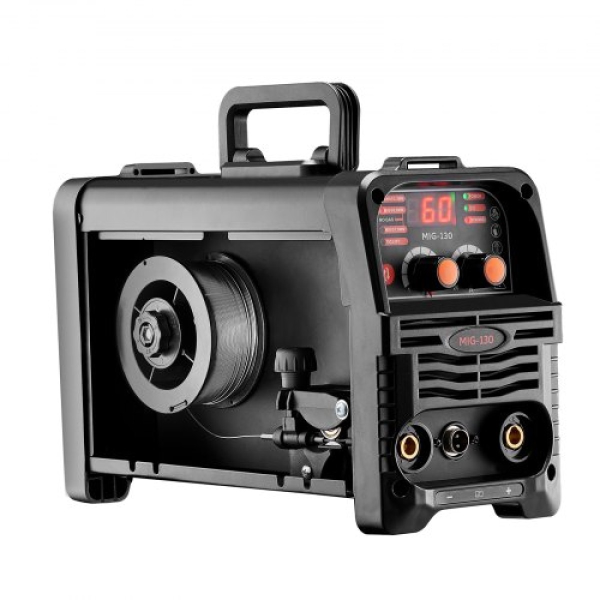 VEVOR MIG Welder, 130Amp Synergic Mig Welding Machine, 3-in-1 Flux Core MIG/Stick/Lift TIG Welder Multi-Process, Portable Mig Welder with IGBT Inverter Technology & Digital Display Screen