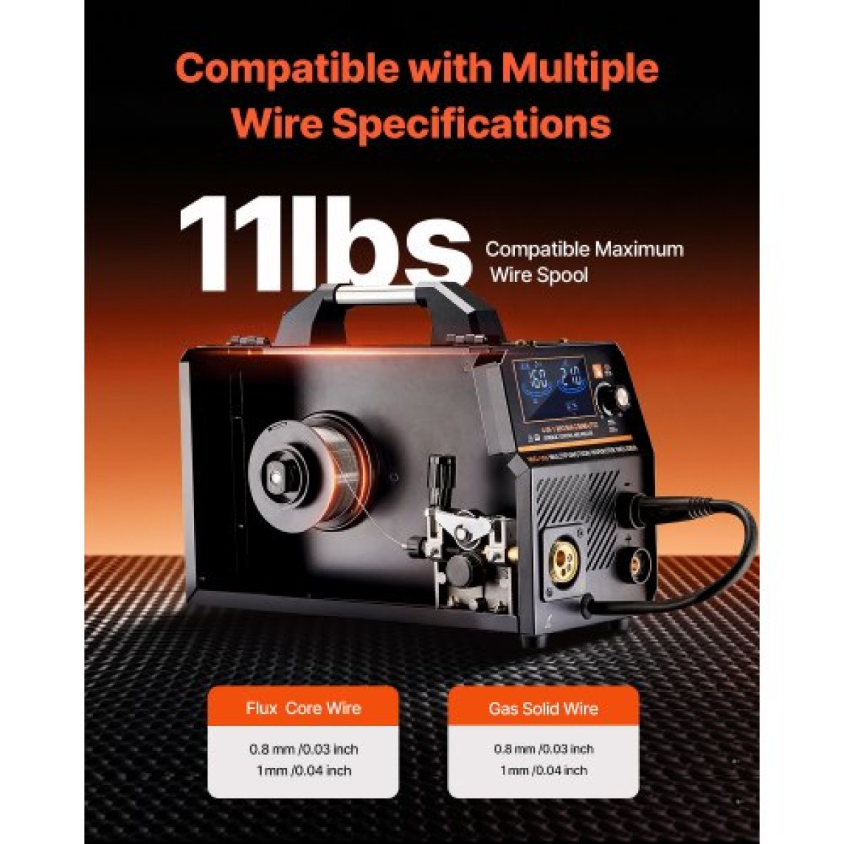VEVOR MIG Welder, 160A Synergic Mig Welding Machine, 4-in-1 Gas MIG/Flux Core MIG/Stick/Lift TIG Multi-Process Welder Engine with IGBT Inverter Technology and LCD Screen Display