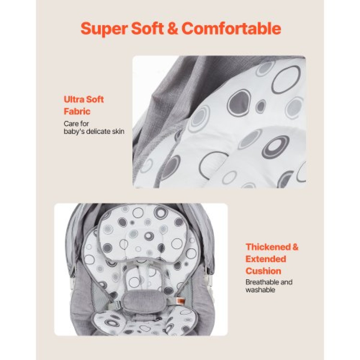 VEVOR Baby Swing, Baby Rocker για βρέφη με 3 ταχύτητες & 3 θέσεις καθισμάτων, πάνελ αφής IMD, τηλεχειριστήριο, Bluetooth & 10 προκαθορισμένα νανουρίσματα, φορητή βρεφική κούνια για 0-9 μηνών αγόρια κορίτσια έως 20 λίβρες