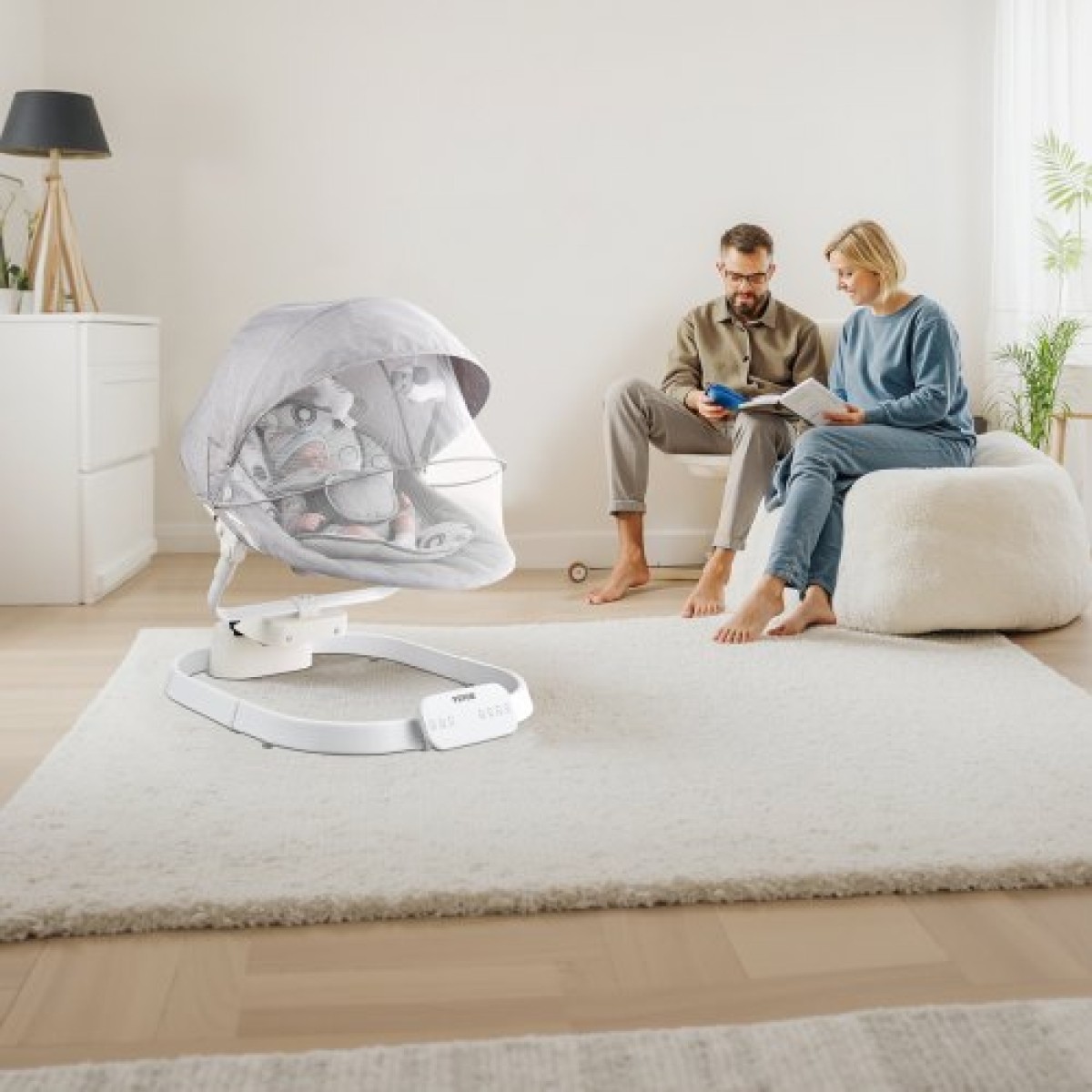 VEVOR Baby Swing, Baby Rocker για βρέφη με 3 ταχύτητες & 3 θέσεις καθισμάτων, πάνελ αφής IMD, τηλεχειριστήριο, Bluetooth & 10 προκαθορισμένα νανουρίσματα, φορητή βρεφική κούνια για 0-9 μηνών αγόρια κορίτσια έως 20 λίβρες