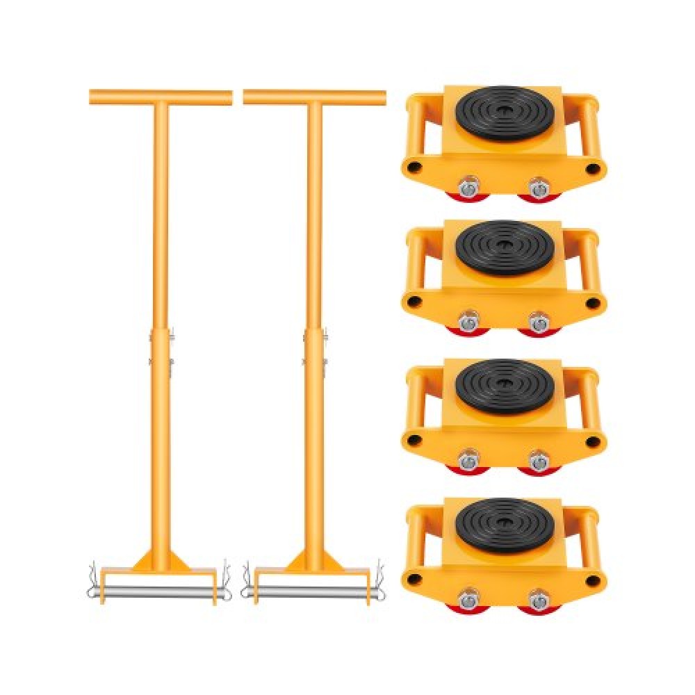 VEVOR Machine Skate, 6T Machinery Skate Dolly, 13228 lbs Machinery Moving Skate, Machinery Mover Skate με καπάκι περιστροφής 360° και κατευθυντικούς κυλίνδρους PU, βιομηχανικός εξοπλισμός βαρέως τύπου, κίτρινο