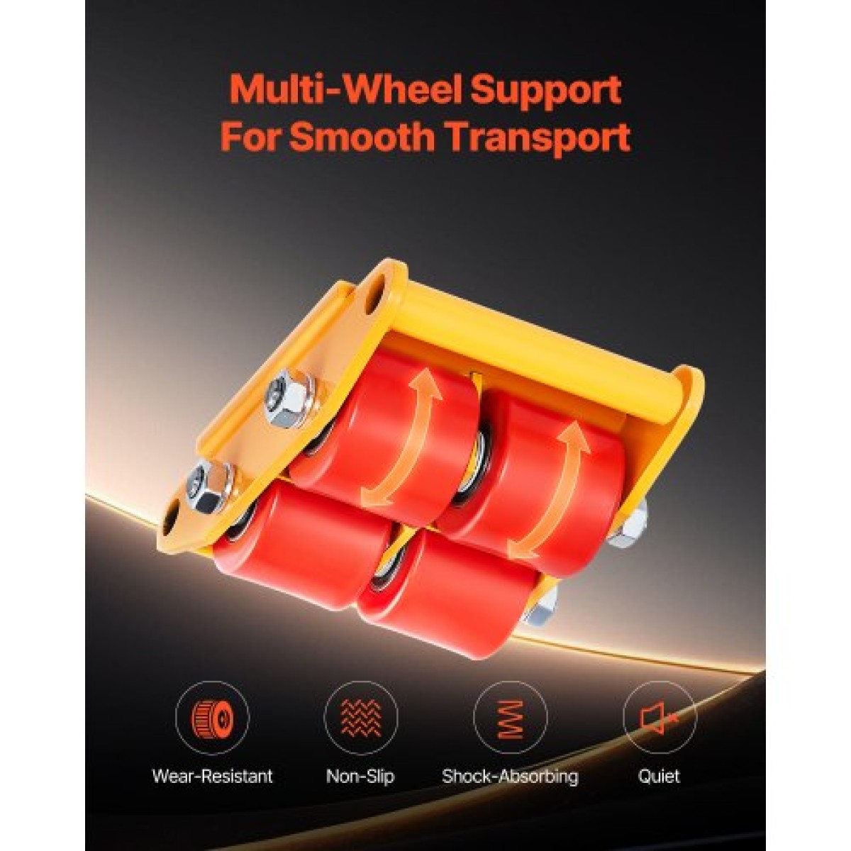 VEVOR Machine Skate, 6T Machinery Skate Dolly, 13228 lbs Machinery Moving Skate, Machinery Mover Skate με καπάκι περιστροφής 360° και κατευθυντικούς κυλίνδρους PU, βιομηχανικός εξοπλισμός βαρέως τύπου, κίτρινο