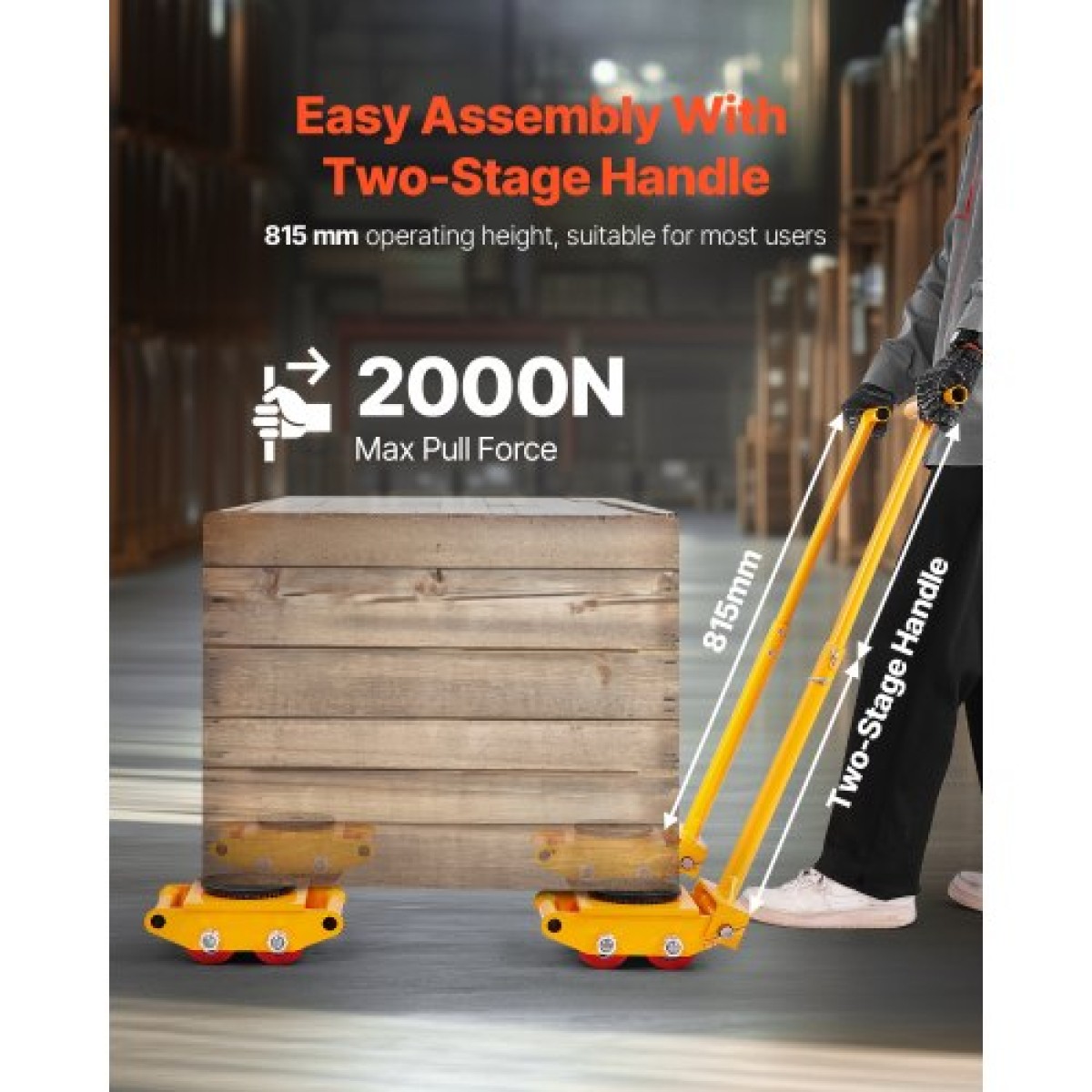 VEVOR Machine Skate, 6T Machinery Skate Dolly, 13228 lbs Machinery Moving Skate, Machinery Mover Skate με καπάκι περιστροφής 360° και κατευθυντικούς κυλίνδρους PU, βιομηχανικός εξοπλισμός βαρέως τύπου, κίτρινο