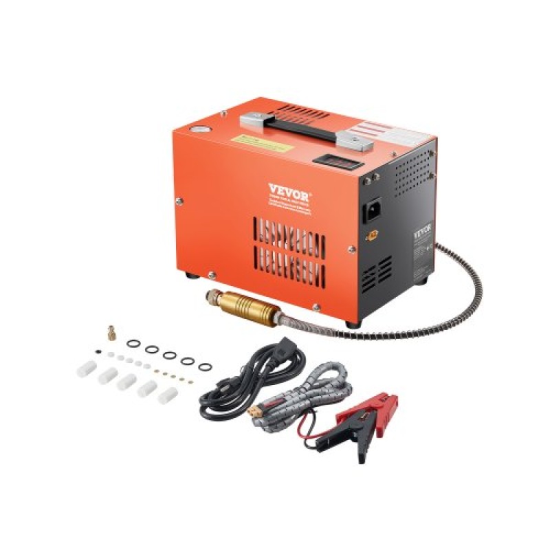 VEVOR PCP Air Compressor, φορητός αεροσυμπιεστής PCP 4500PSI/30Mpa με ενσωματωμένο μετατροπέα & σύστημα ψύξης ανεμιστήρα, αεροβόλο τουφέκι χειροκίνητης διακοπής DC12V/AC230V, αντλία συμπιεστή Paintball και Scuba Tank