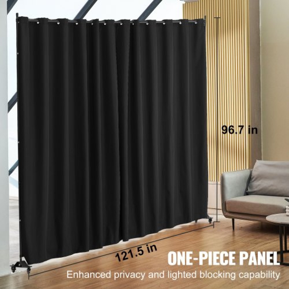 VEVOR Room Divider Portable Panel Room Divider with Wheels Privacy Screen Black