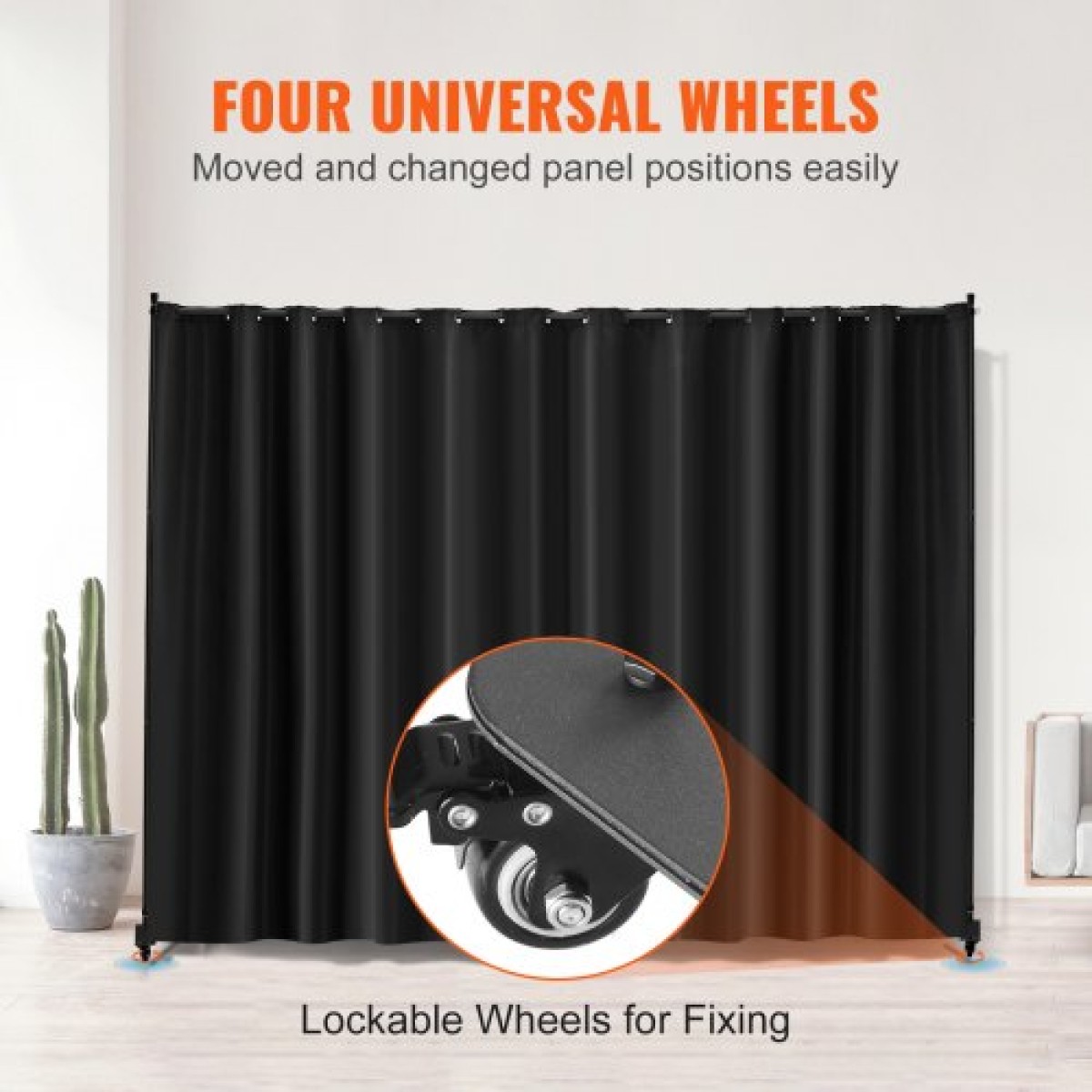 VEVOR Room Divider, Φορητό Panel Divider Room with Wheels Divider Stand, Freestanding Room Divider Οθόνη Privacy για Γραφείο, Υπνοδωμάτιο, Τραπεζαρία, Μελέτη, Μαύρο