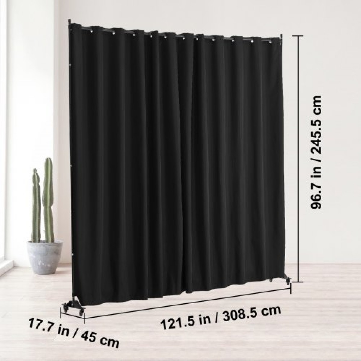 VEVOR Room Divider, Φορητό Panel Divider Room with Wheels Divider Stand, Freestanding Room Divider Οθόνη Privacy για Γραφείο, Υπνοδωμάτιο, Τραπεζαρία, Μελέτη, Μαύρο